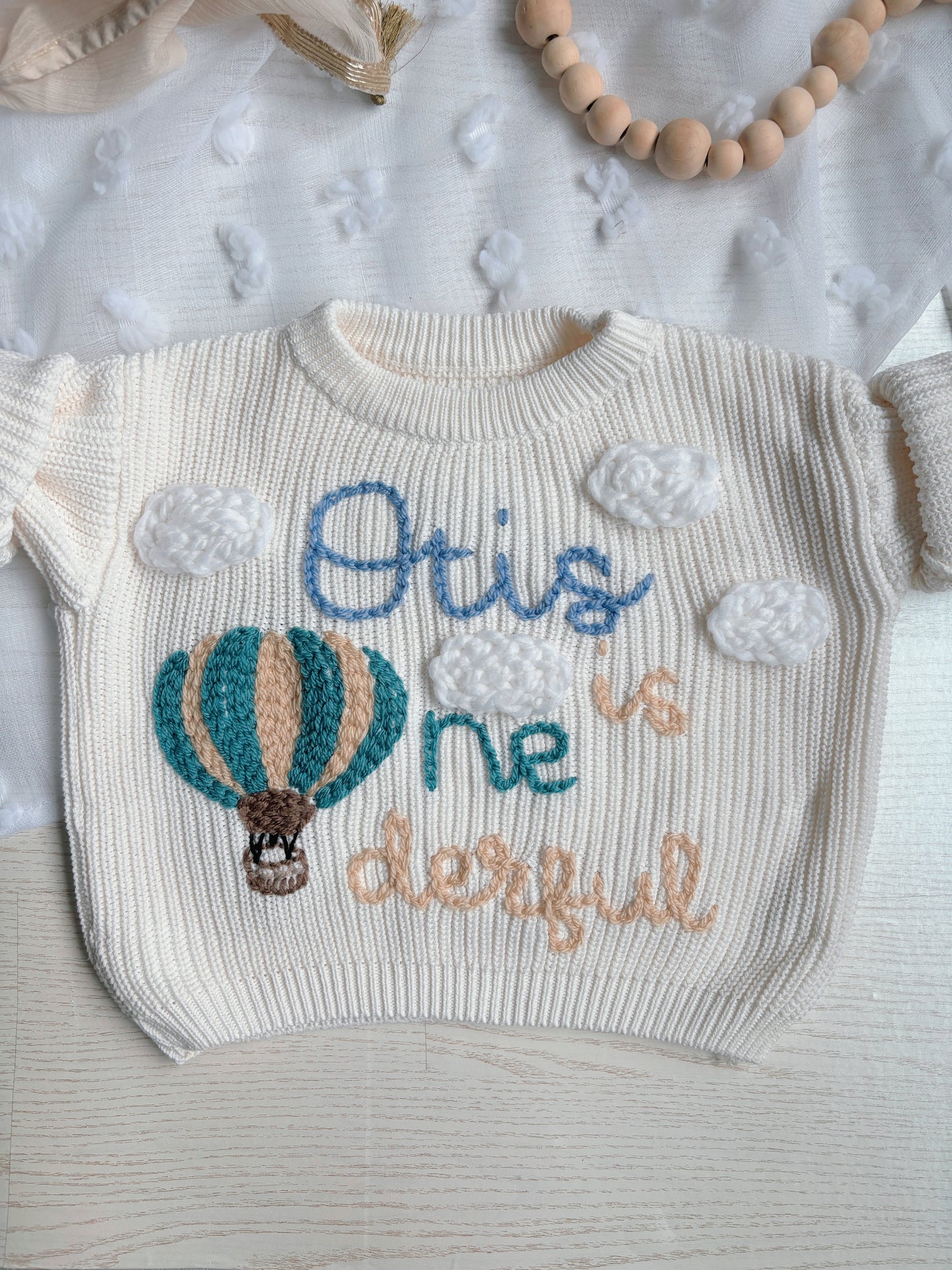 Personalised Hot Air Balloon (Onederful) Name Jumper
